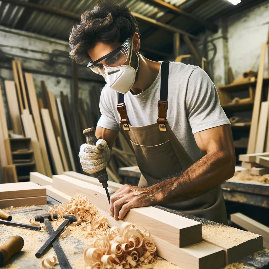 Carpenter in a workshop