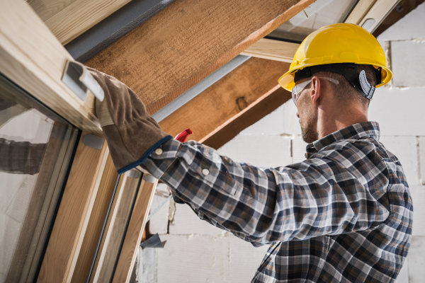 Construction worker with a glass NVQ