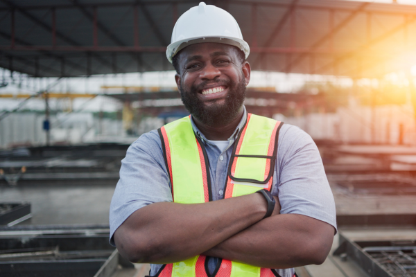 construction worker smiling